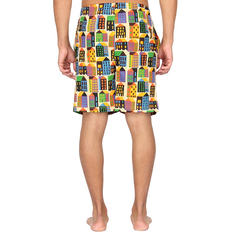 nuteez men's retro metro cotton shorts large multi-coloured