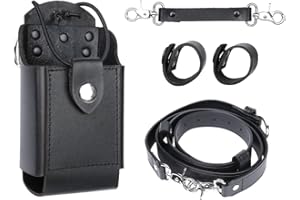 BANDARICOMM Leather Radio Holster Set, Fireman's Radio Strap, Anti-Sway Strap, Fits Motorola APX Series for Firefights, EMT, 