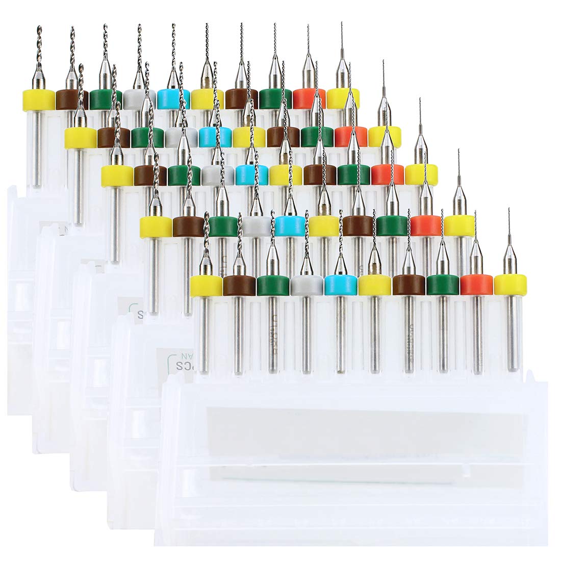 Photo 1 of WayinTop 50pcs PCB Drill Bits Set Spiral Flute Carbide 0.3mm-1.2mm for Print Circuit Board Stone Dremel Jewelry CNC Engraving (5PCS Each)