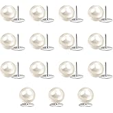 15 Sets Pearl Brooch Buttons, No Sew Cover Up Pearl Brooch Pins, Removable Reusable Buttons for Clothing Coats Shirts DIY Crafts (10mm, White) YIGUANXIN