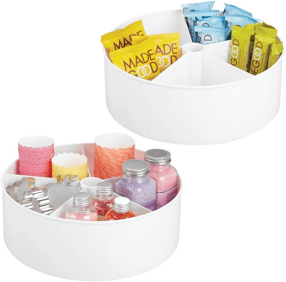 mDesign Deep Lazy Susan Turntable Storage Food Bin