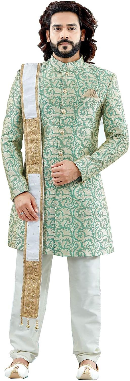Indian Traditional Partywear Ethnic Reception Designer Marriage Mens Sherwani.ICW2491-11 at 