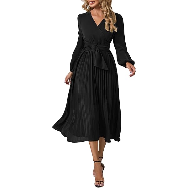 YUNZSXJY Women 's Split Elegant V Neck Wrap Ruffle Wedding