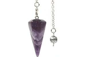 Natural Amethyst Gemstone Rock Crystal Hexagonal Pointed Reiki Chakra Pendant Pendulum