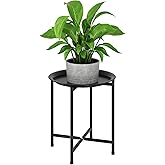 Bamworld Plant Stand Indoor Tall Plant Table Outdoor Plant Stool Black | Metal Plant Holder for for Large Plants Patio Garden Balcony Living Room