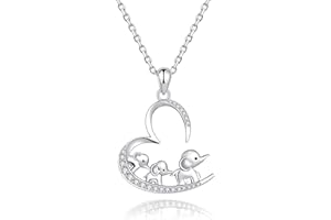 ACJNA 925 Sterling Silver Mothers Day Gifts Elephant Necklace 3 Elephants Family for Mom Daughter Jewelry