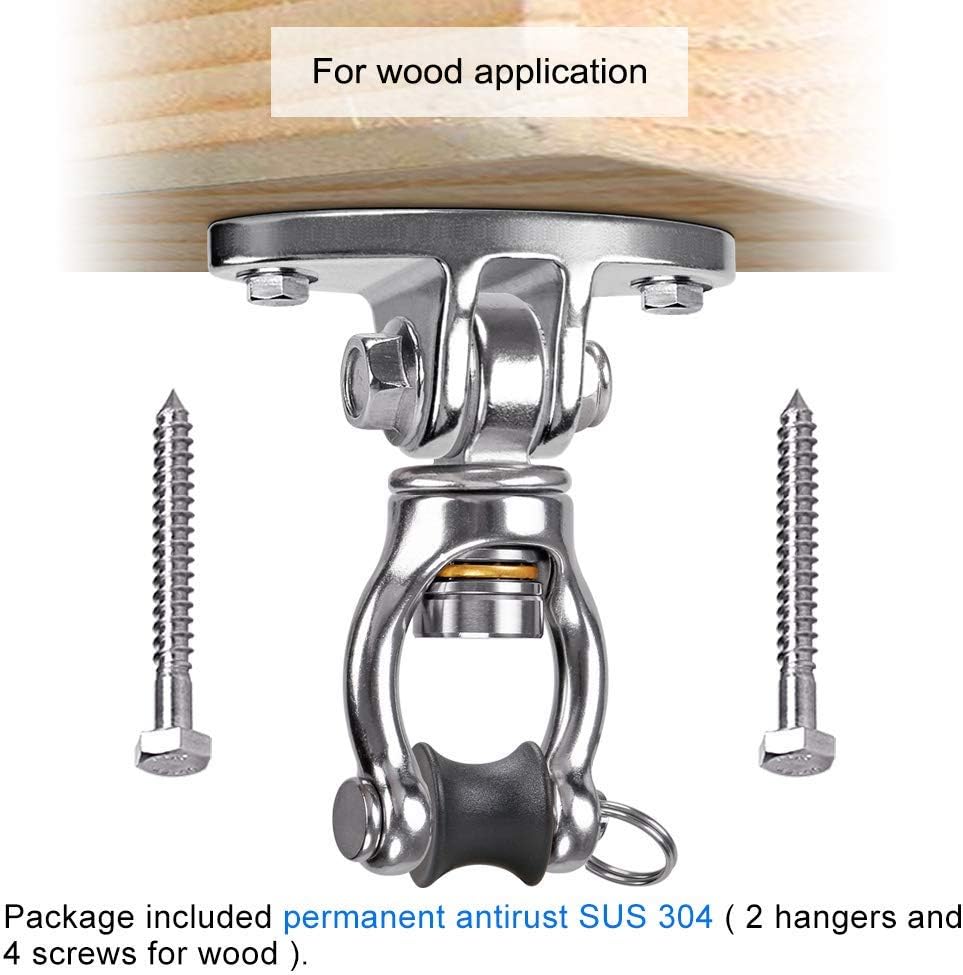 SELEWARE Swing Hanger Hanging Kit, 360° Swivel Permanent Antirust Stainless Steel 304 Swivel Swing Hanger, Playground Porch Swing Set with Screws for Hammock Chair Yoga (2 Pack): Toys & Games
