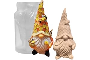 TOPYS Faceless Santa Claus Candle Molds, Gnome Silicone Molds for Honey Bee Festival Christmas, DIY Paint Your Own Dwarf Candle, Home Gifts Making Wax Ceramic Clay(Honey)