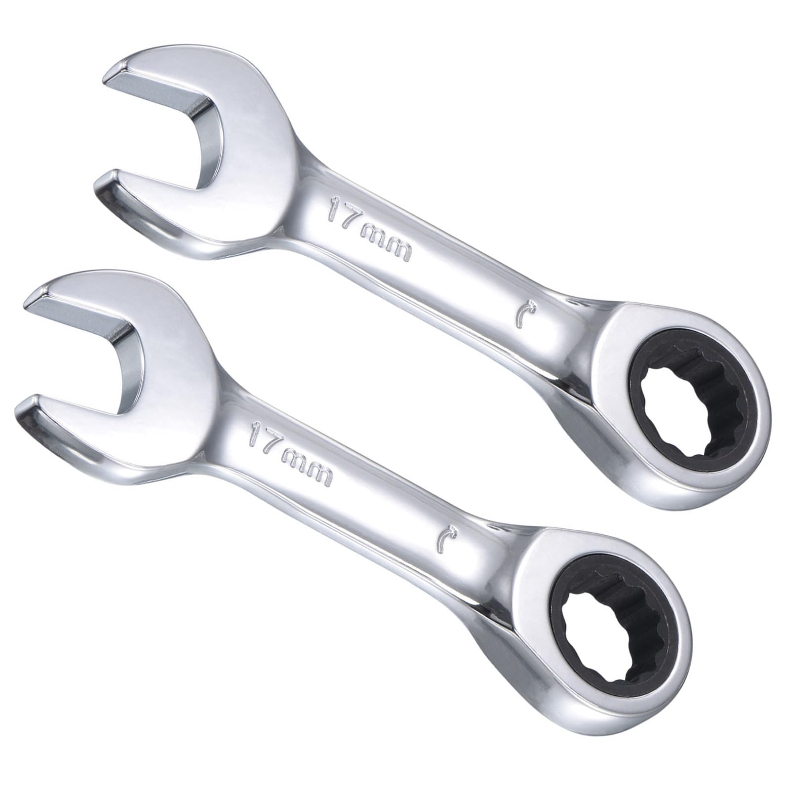 CoCud Ratcheting Wrench, 17mm Head Metric 72-Teeth, Cr-V Combination Wrench Spanner - (Applications: for Repairing Home Tasks), 2-Pieces