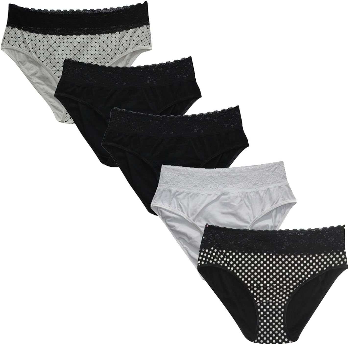 (Pack of 5) Plus Size Designer Brand Womens Soft & Comfortable Briefs