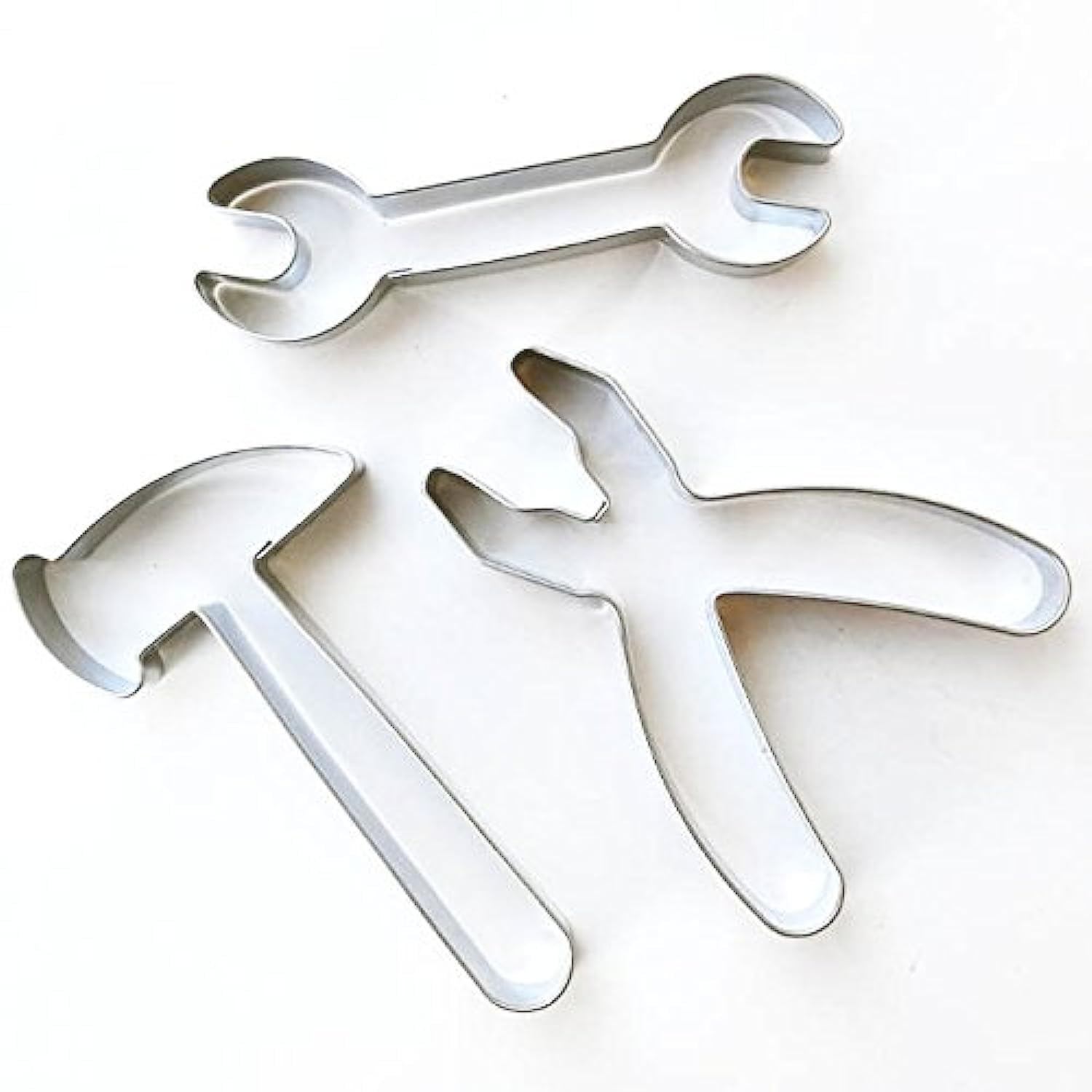 Set of 3 Stainless Steel Pastry Cookie Cutters in Shape of Hammer/Pliers/Wrench