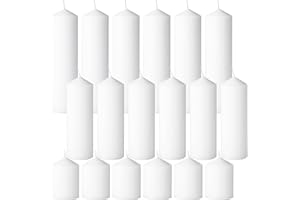 Veiuwa 18 Pcs White Pillar Candles Bulk Set，2x3 2x6 2x8 Inch - 12 Each Size，Hurricane Candles，Dripless Unscented Smokeless，Gives You a Better Atmosphere When Organizing an Event Party.