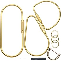 Hotop 5 Pieces Brass Key Ring Durable Brass Screw Lock Clip
