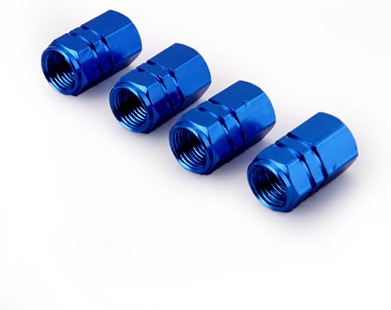 Amazon 4個セット エアーバルブキャップ タイヤ エアーキャップ エアバルブ 高 強度 アルミ 製 腐食 防止 ブルー エアバルブキャップ 車 バイク