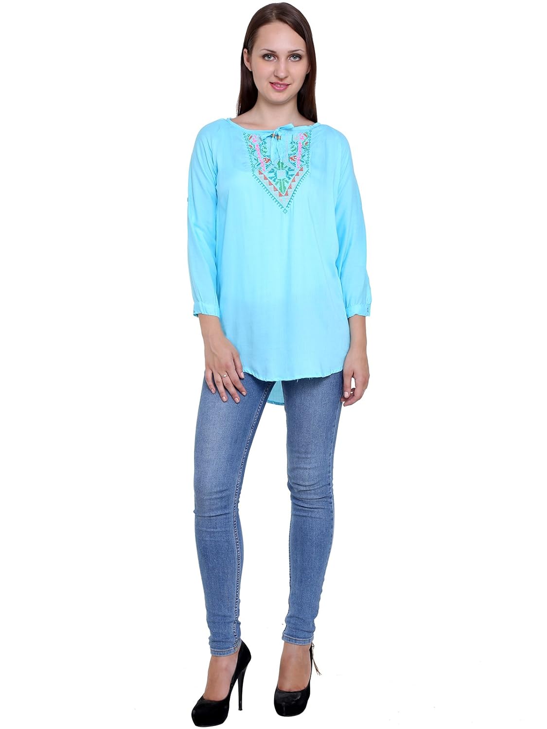 papsara green rayon women long top