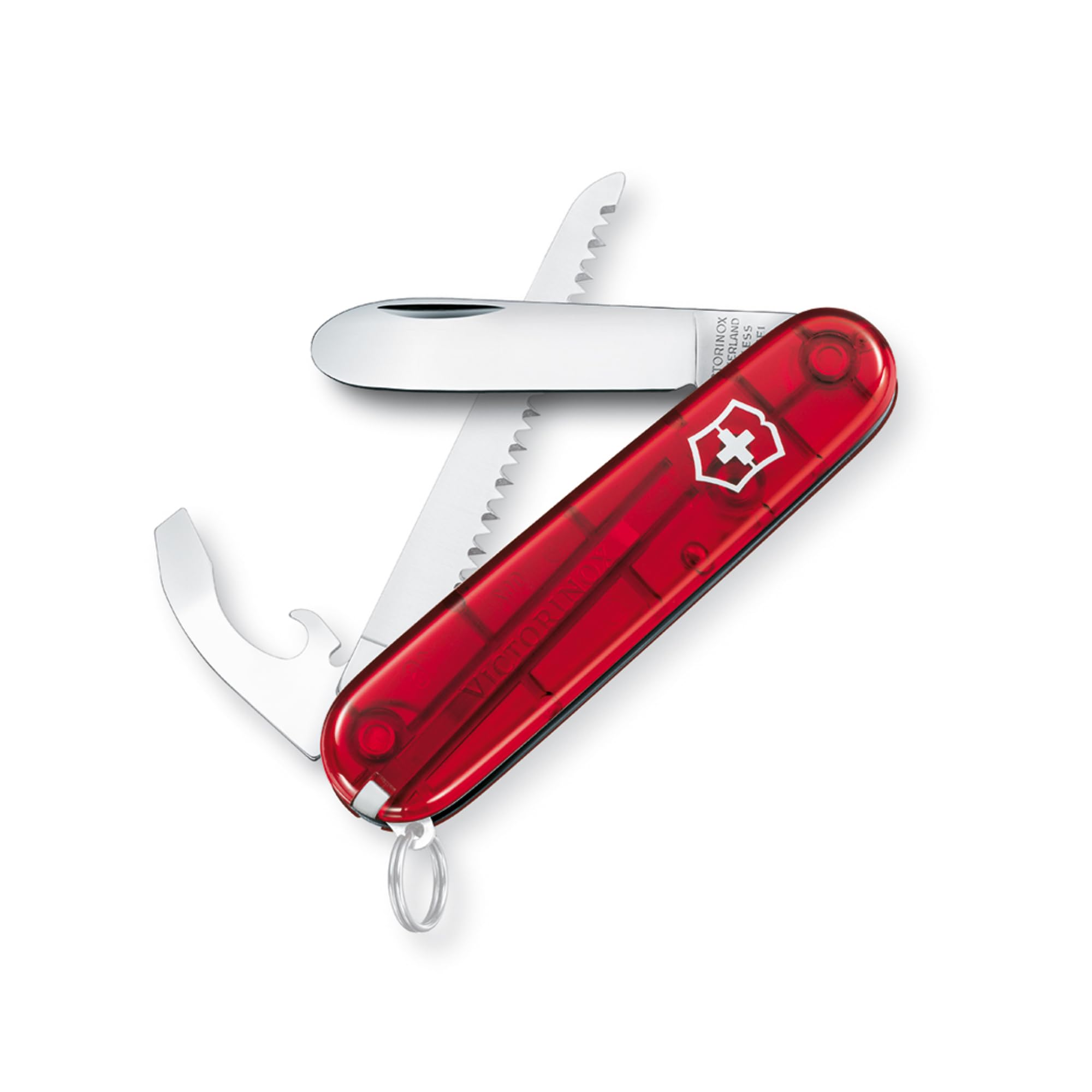 Victorinox My First Victorinox Kids Swiss Army Knife, Small, Multi Tool, Camping Knife, 9 Functions, Blade, Transparent Red