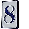 House Numbers Simple Blue & White Hand-painted Italian Ceramic Numbers & Letter Tiles 11cm x 7cm (Number 8)