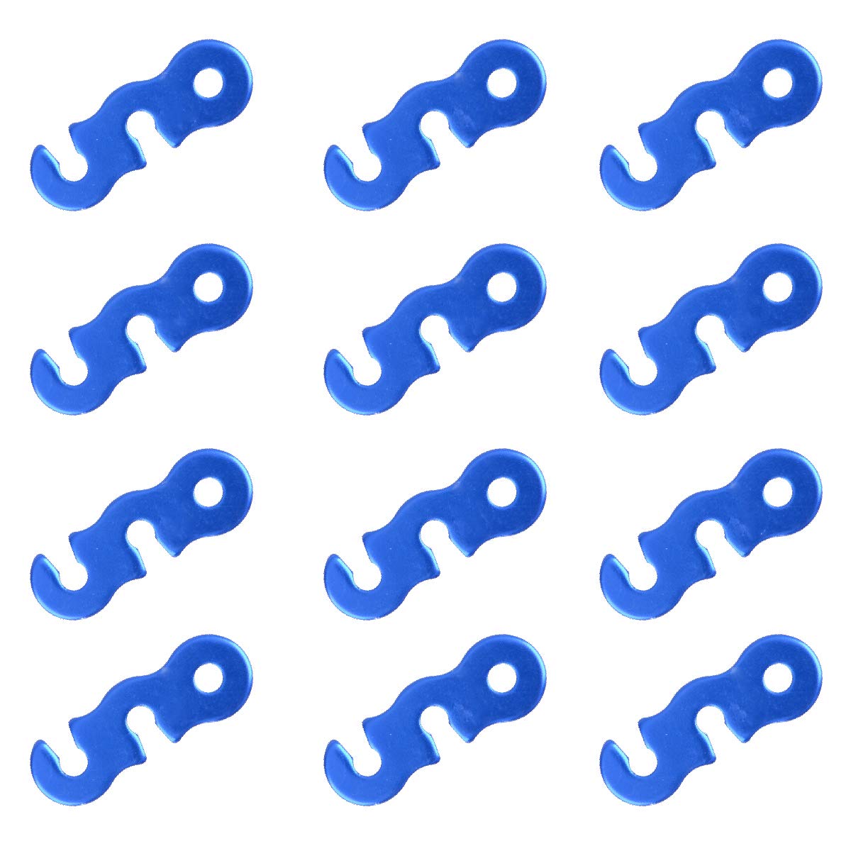 Azarxis Aluminum Guyline Tensioner Guy Rope Adjuster Wind Cord Buckle 12 Pack Lightweight for Camping Hiking Backpacking Picnic Outdoor Tent Accessory (Three-hole Shape (Blue) - 12 Pack)