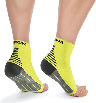Rymora Foot Compression Socks Sleeves Neon Yellow Extra Large 29-33cm