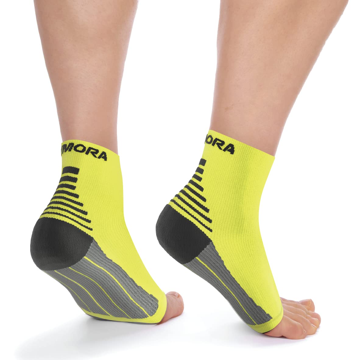 Rymora Foot Compression Socks Sleeves - Ease Plantar Plantar Fasciitis Discomfort and Foot Aches - Supports Heel, Arch & Ankle (One Pair) (Neon Yellow) (Extra Large: 29-33cm Arch Circumference) [XL]