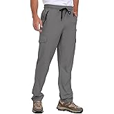 Men's Hiking Pants UPF 50+ Cargo Quick Dry Water Resistant Elastic Waist Zip Pockets Travel Work Lightweight Running