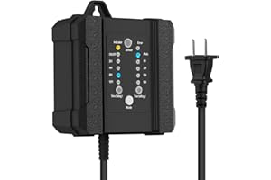 SUNMERIT 100W Outdoor Low Voltage Transformer, Outdoor Landscape Lighting Transformer with Timer and Photocell Sensor, 120V AC to 12V DC, Weatherproof, for Deck Lights, Spotlight, Pathway Light