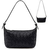 YONGLEE ARTEE Woven Vegan Leather Hobo Shoulder Bag, Small Crossbody Purse Tote for Women