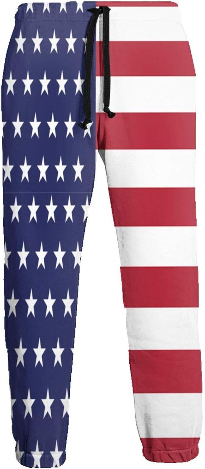 Olverz Patriotic USA American Flag Stripes and Stars Men's Jogger Pants