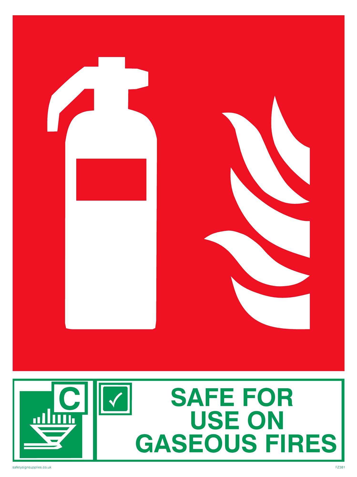 Pack of five - Safe For Use On Gaseous Fires Sign - 150x200mm - A5P