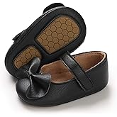 E-FAK Baby Girls Shoes Mary Jane Flats Shoes Anti-Slip Soft Rubber Sole Toddler First Walkers Princess Dress Shoes