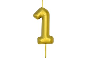 DERVENTA Birthday Candles Numbers 2.36 inch Party Cake Topper 1 Piece (Gold, Number 1)