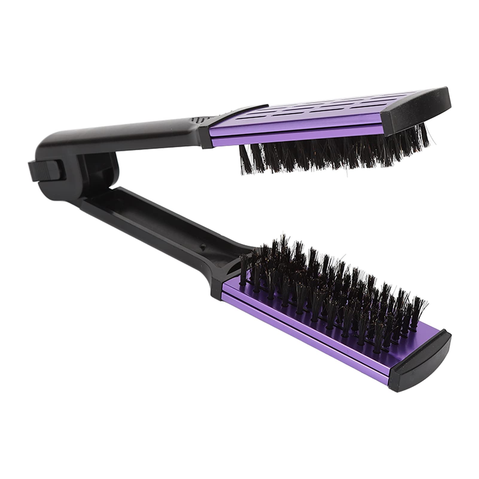 Clamp Flat Brush, Clamp Hair Brush Hair Straightening Brush, Straightener Detangler Brush, Double Sided Artificial Bristle Breathability