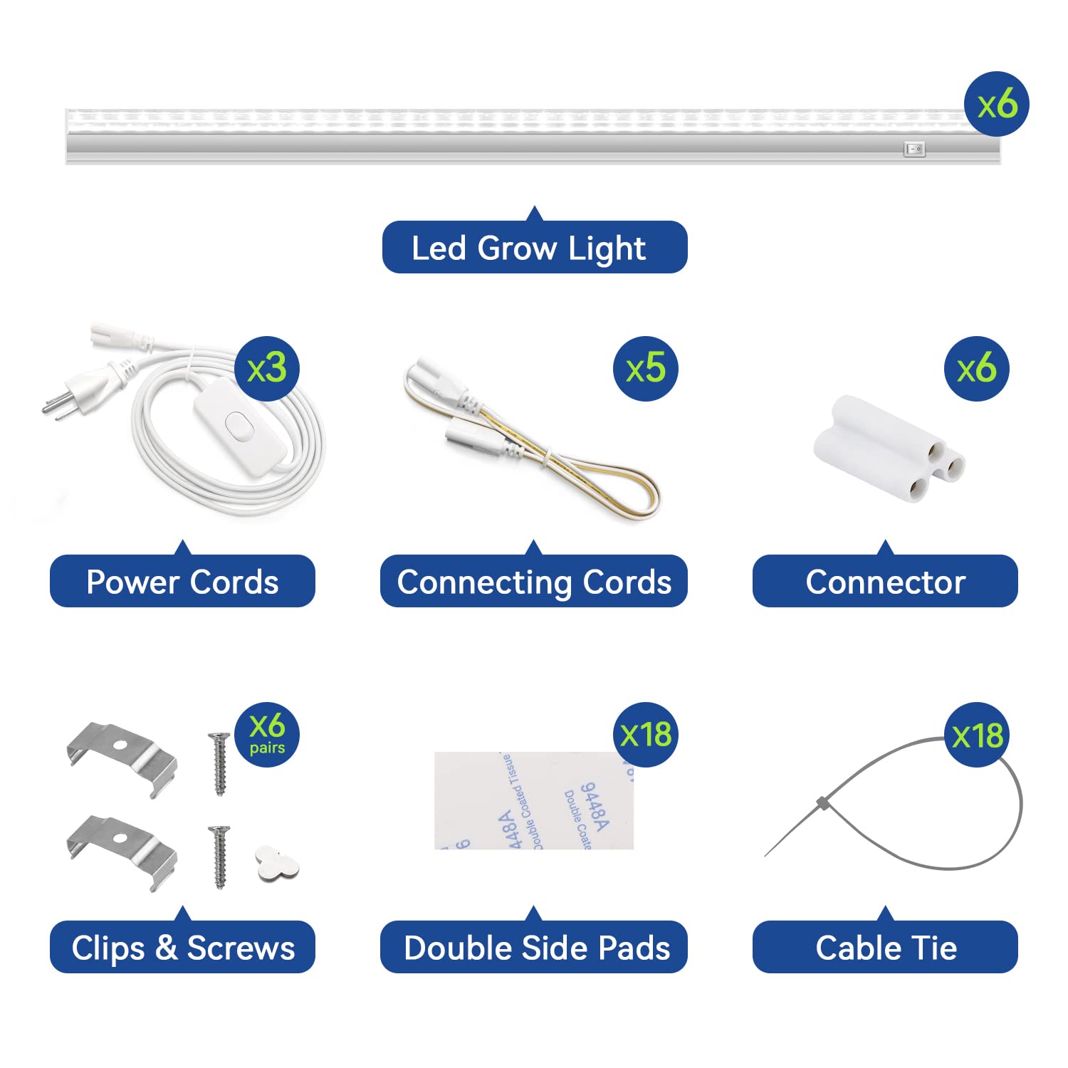 MoniosL T5 Grow Lights 4ft 5000K, 120W (6 x 20W),Daylight White, Full