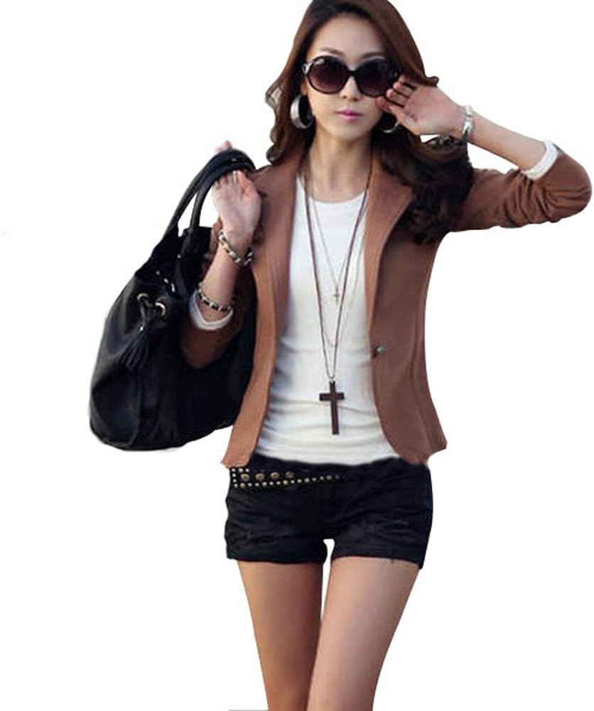 Zacoo Women's Slim Lapel Cotton Office Blazer