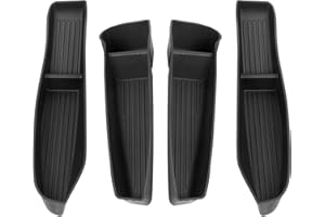 Shademax Set of 4 Car Door Organizer Tray for Tesla Model Y Juniper 2026 2025 Front& Rear Door Side Storage Box for New Model Y Juniper Accessories 2026 Slot Pockets Organizer Insert TPE Material