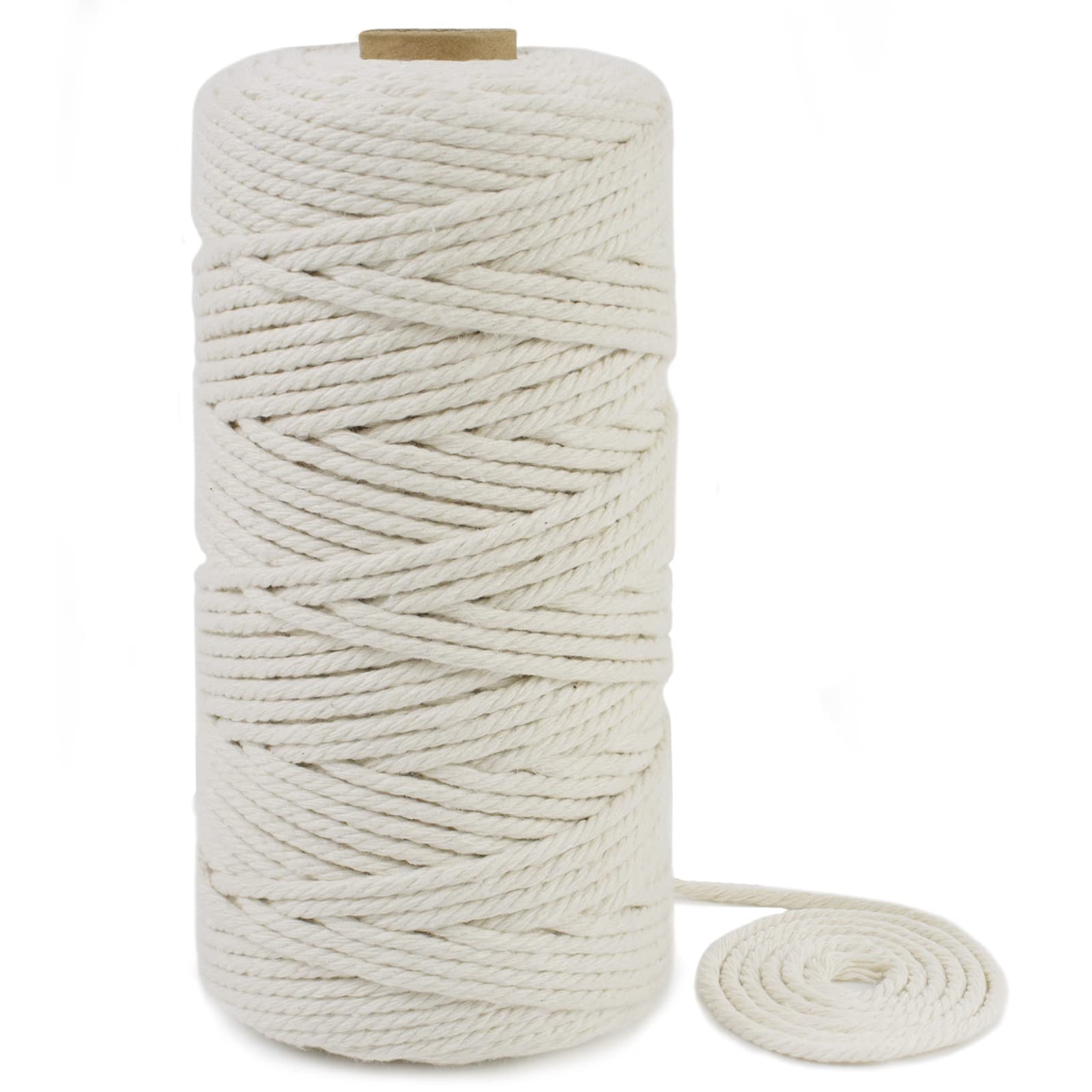 LEREATI Macrame Cord 3mm x 100m, Thick Cotton Macrame Rope Yarn Craft String, Coloured Cotton Cord for Macrame Plant Hanger, Wall Hanging, DIY Crafts, Gift Wrapping, Home Decorations (Natural)