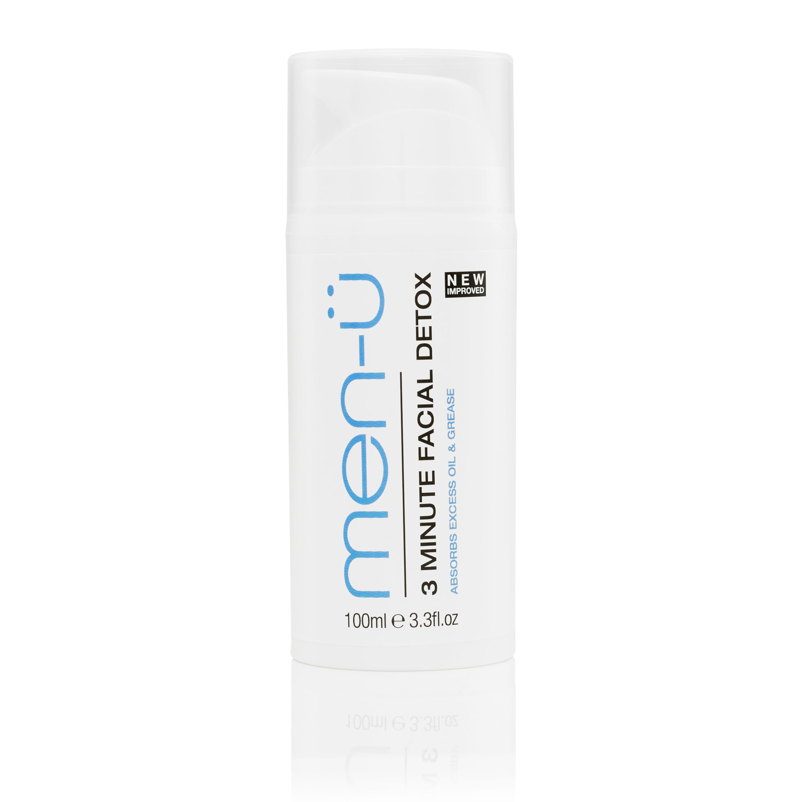 men-u 3 MINUTE D-TOX 100ml Ultra concentrate Vegan face mask for men, up to 40 apps, Effective in 3 MINS. Kaolin clay mens face mask w/Witch Hazel. Clay mask removes excess oil & impurities 100ml