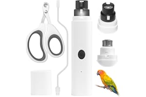 NASIDE LED Pet Bird Nail Grinder, Electric Beak File Tool for Budgerigars, Parakeets, Conure, Lovebirds (White)