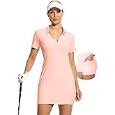 Hiverlay Golf Dresses for Women with Shorts and Pockets, V-Neck Short Sleeve Tennis Dress, Workout Athletic Dresses