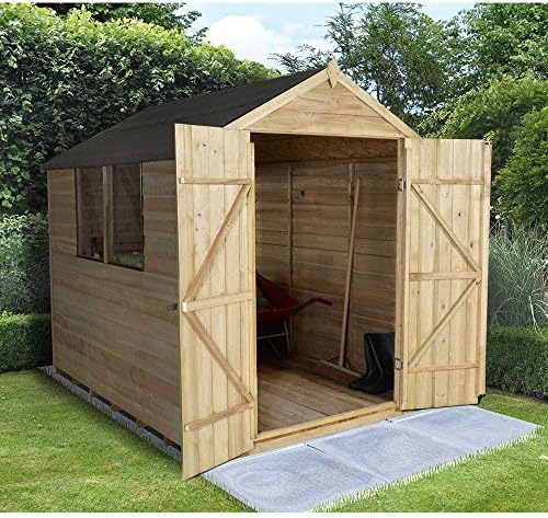 Apex Overlap Pressure Treated 8x6 Wooden Double Door Garden Shed