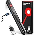 2 in 1 USB Type C Rechargeable Presentation Clicker, 2.4GHz Presentation Remote Slide Advancer Powerpoint Clicker with Hyperlink/Volume Control for Mac/Computer/Laptop/Keynote