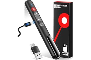 W2LIGQU 2 in 1 USB Type C Rechargeable Presentation Clicker, 2.4GHz Presentation Remote Slide Advancer Powerpoint Clicker with Hyperlink/Volume Control for Mac/Computer/Laptop/Keynote