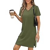 RUMIA Summer Dresses for Women 2026 V-Neck Casual Sundresses T-Shirt Dress
