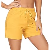 Tandisk Women's 5" Casual Jersey Cotton Shorts Lounge Yoga Pajama Walking Shorts with Pockets Activewear