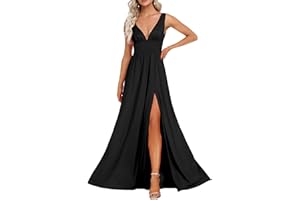 Ever-Pretty Women's Deep V-Neck Sleeveless Side Slit Floor Length Bridesmaid Wedding Guest Dress 0168B