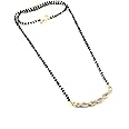 JewarHaat Indian Ad Cz Two-Tone Silver Gold-Plated CZ-Studded & Beaded Mangalsutra for Women