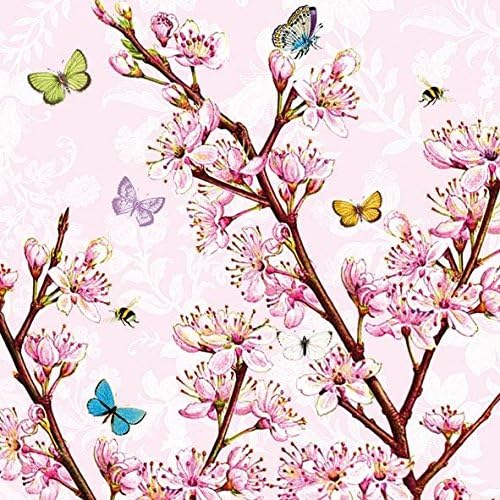 CraftyThings 4 x Paper Napkins - Blossom Rose - Ideal for Decoupage/Napkin Art
