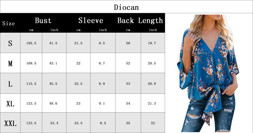 Women\'s Floral Tie Front V-Neck Sexy Chiffon Blouse Flowy Tops Cute Summer Beach Loose Boho Bat Wings Shirts