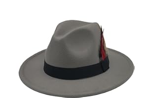 MIVBUKS Mens Fedora Hats Classic Wide Brim Fedora Hat for Women Men Dress Hats Felt Panama Hat with Band