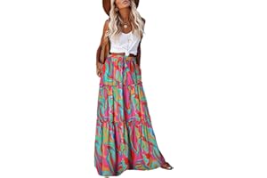EARKOHA Womens Casual High Waist Tie Paisley Print Long Maxi Skirt with Pockets